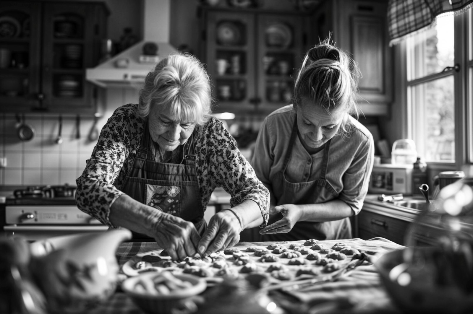 black-white-portrait-parents-children-sharing-time-together-as-family